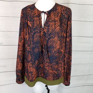 cAbi 101 Border Wrap Snake Skin Print navy rust M